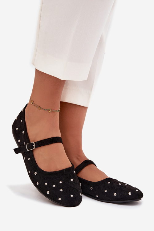 Zdobené dámské baleríny s páskem Černé Olivisse