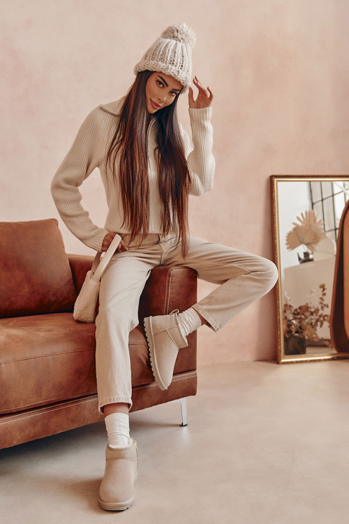 Dámské semišové nízké boty do sněhu Světle béžová Shelie