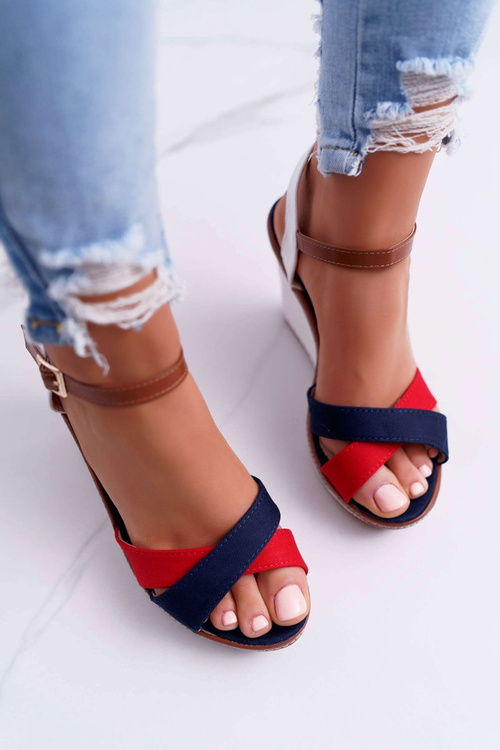 Kaisha Navy Blue Wedge Sandals