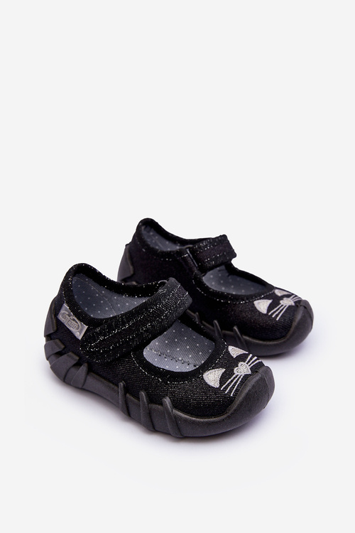 Papcie Baleriny Befado Lesklé Kočky 109P234 Černé