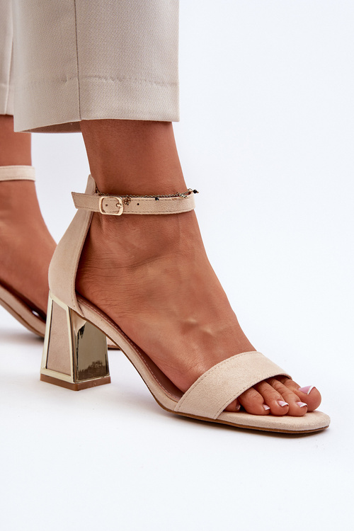 Sandály zamšové na podpadku běžové Pholia