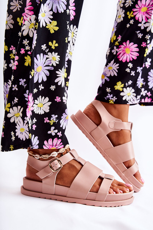 Kožené Sandály Na Platformě Svetlé růžový Tessy