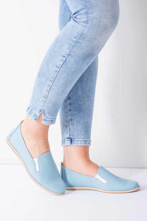 Blue Pastel Women's Leather Ballerinas Fresca