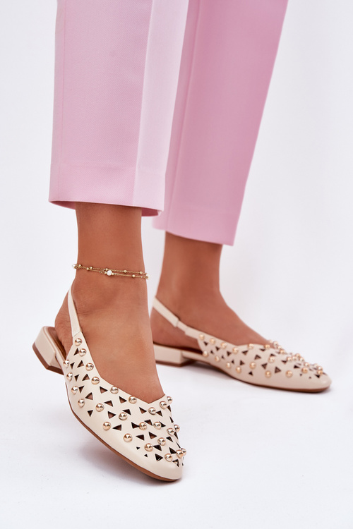 Ozdobené Baleríny Na Ploché Súčasti Béžové Nilarisela