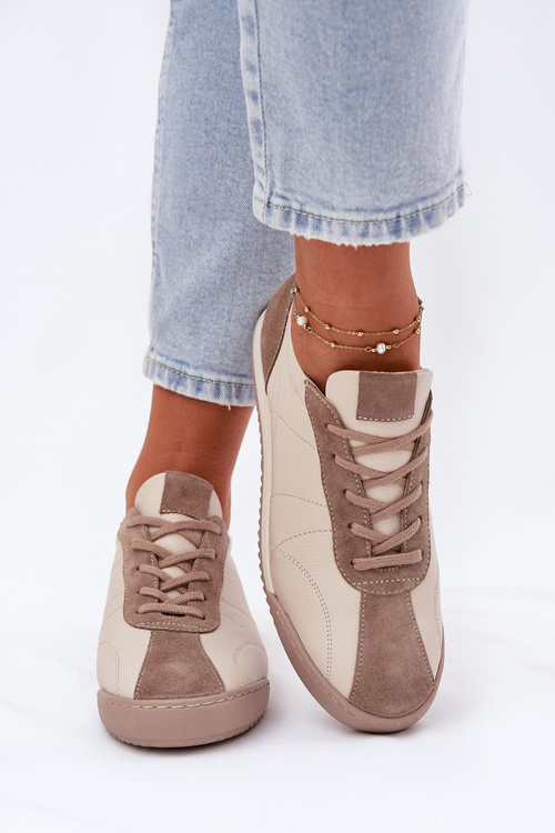 Dámske Kožené Športové Topánky Béžové Laura Messi 2935