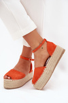 Dámske espadrilky na platforme s pletením oranžové Selise