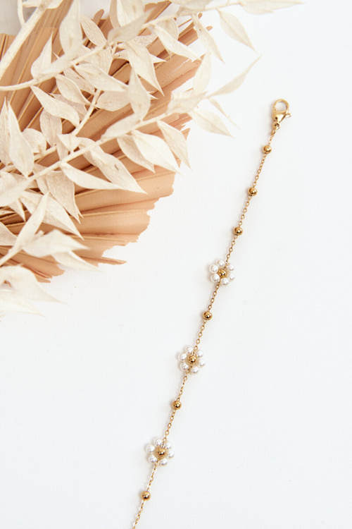 Módní náramek s květy z bílého zlata