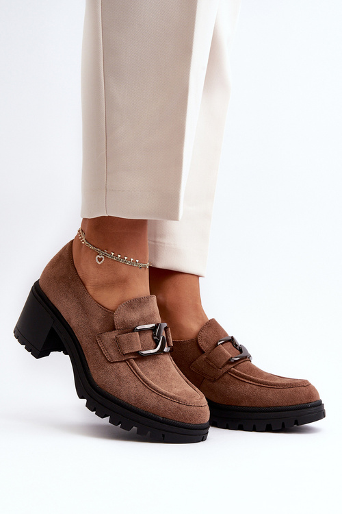 Semišové topánky na masívnom päte hnedej Finley