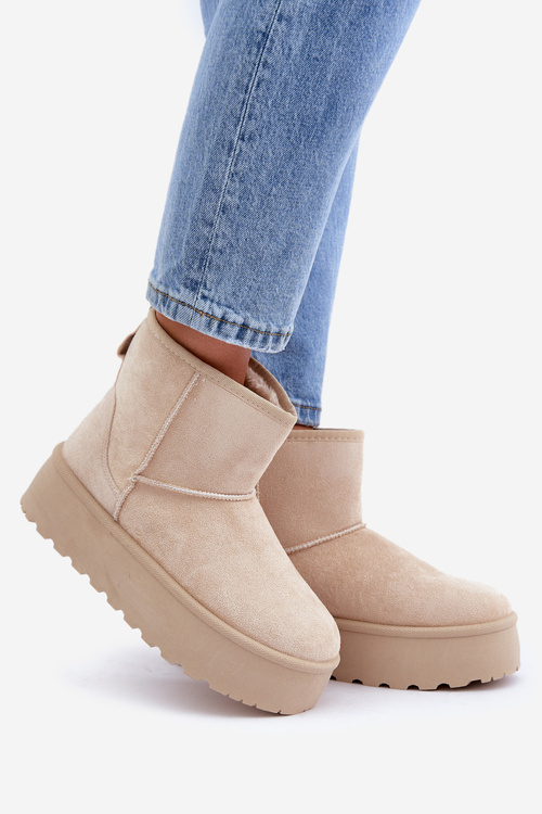 Dámske Snehule Na Platforme Svetlo Béžové Leanara