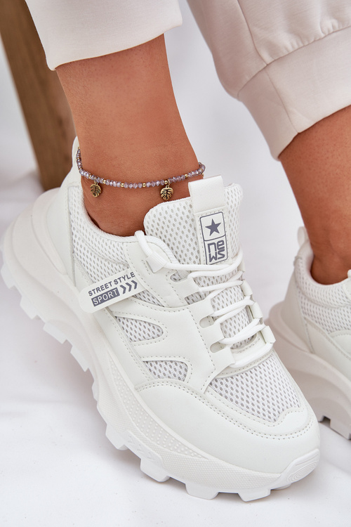 Dámské Sportovní Boty Sneakers Na Tlusté Podešvi Bílé Prononice