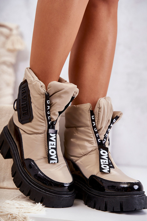 Ženské izolované snehové topánky pre béžovú a čiernu maritu