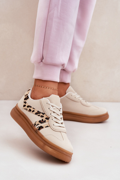 Dámské Sneakersy Na Platformě Pantherka Béžové Totter