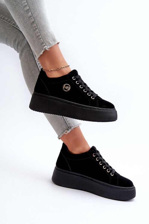 Nízké dámské tenisky na platformě černé Telirra