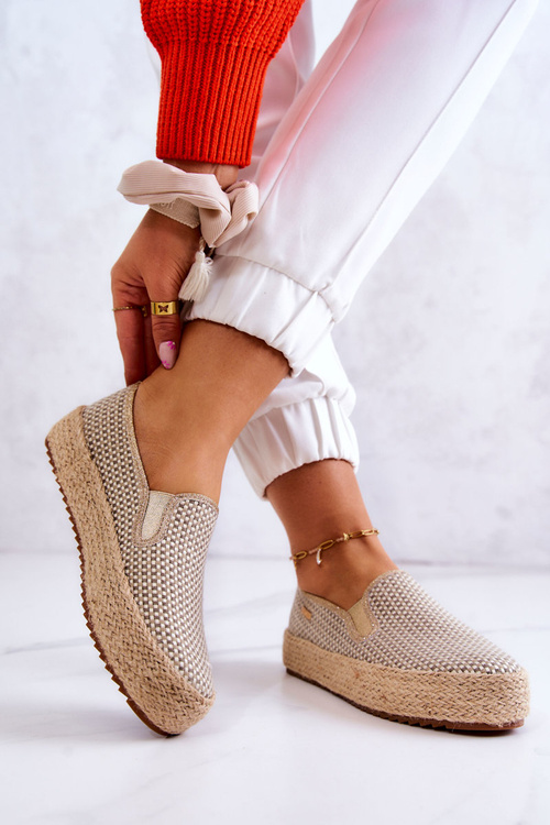 Dámské pletené tenisky Slip On Big Star JJ274394 Béžová