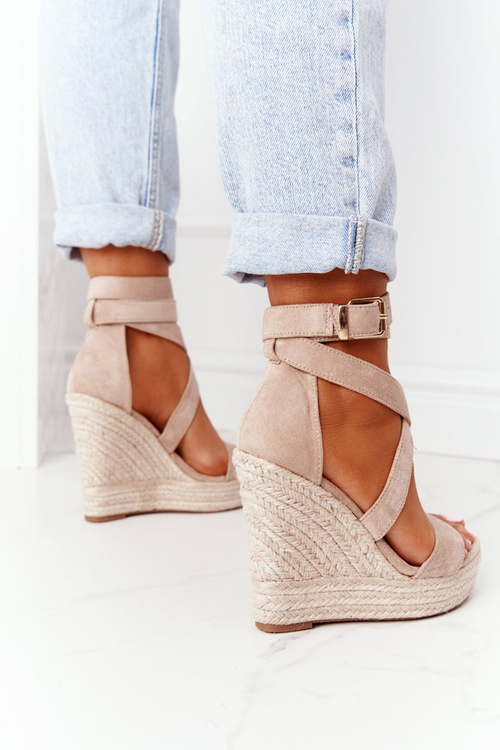 Klínové Sandály S Copánky Béžové Lanzarote