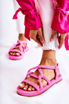 Dámske módne sandále pletené fuchsia amparo