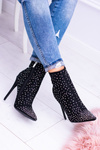 Lu Boo Black High Suede topánky na kolíkoch kamienkov Cubano