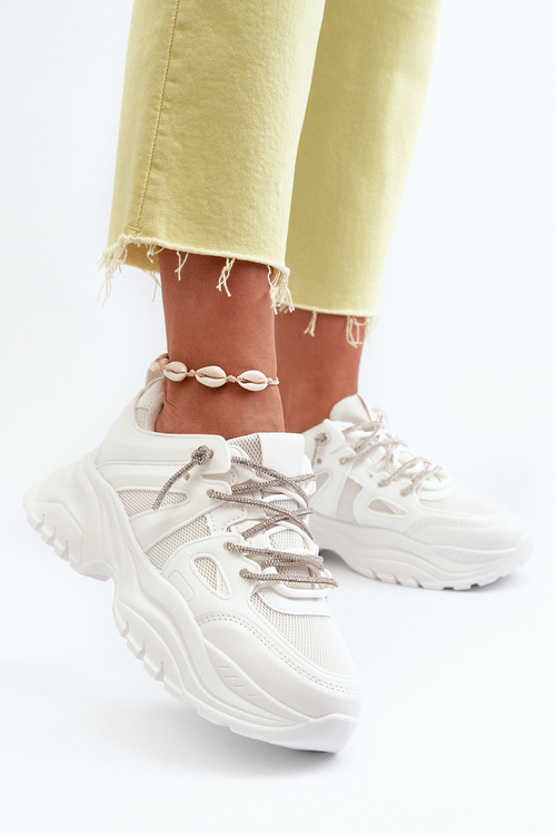 Dámské tenisky na masivní podrážce s ozdobným šněrováním Bílé Relissa