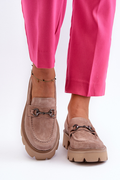 Robustné dámske semišové mokasíny béžové Neloria