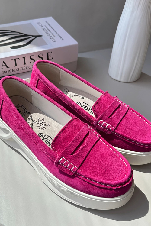 Semišové dámské mokasíny Fuksja Filidia
