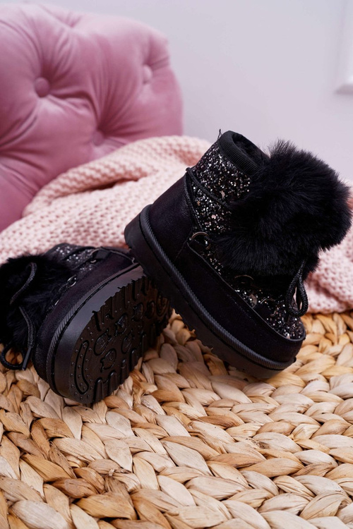 Detské topánky Snehové topánky s kožušinovou čiernou myšou Minnie