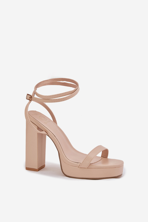 Dámské Sandály Na Podpatku S Páskem Béžové Fevenne