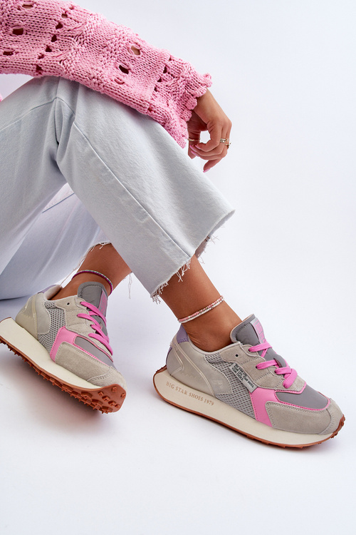 Dámske tenisky na platforme s pamäťovou penou Big Star NN274680 Sivo-ružové