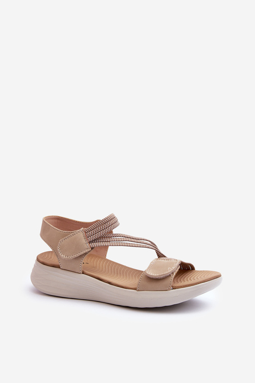 Dámske Pohodlné Sandále Na Suchý Zips Beige Eladora