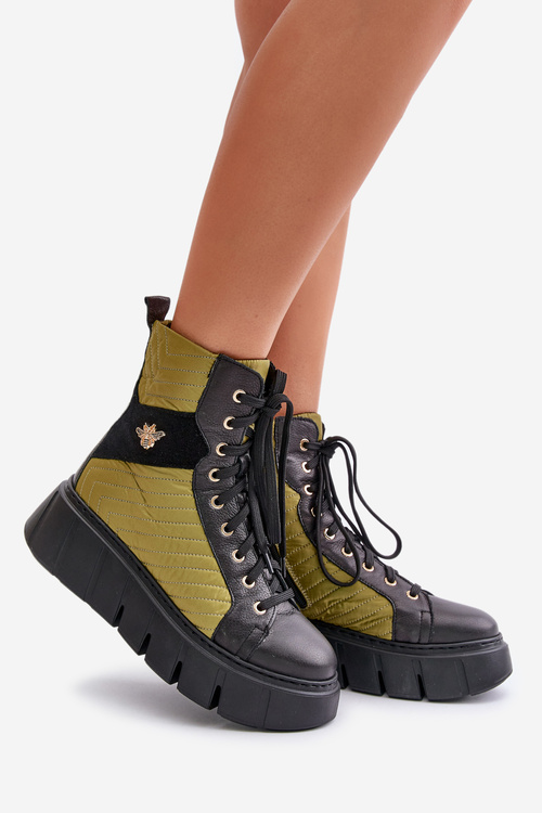 Kožené ploché šnurovacie topánky Maciejka 06158-01 Čierna