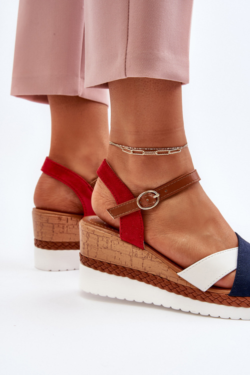 Sandále Na Klinu S Pásmi Biělo-Námořníče Kioda