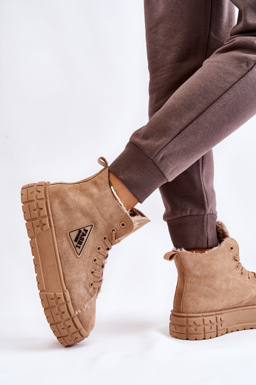 Vysoce zateplené semišové tenisky béžové Evren