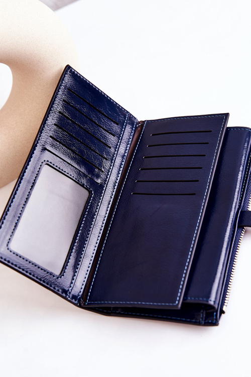 Nereva Navy Blue Leather peňaženky pre námorný magnet Nereva