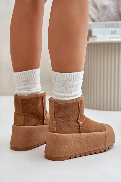 Zateplené semišové snehule na platforme Big Star OO274A212 Hnedé