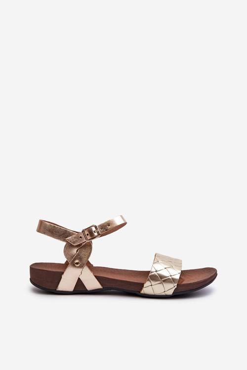 Zazoo 40027 Ploché Dámské Kožené Sandály Zlaté