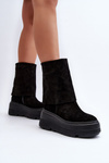 Suede Boots na čiernej platforme Maciejka 05319-01