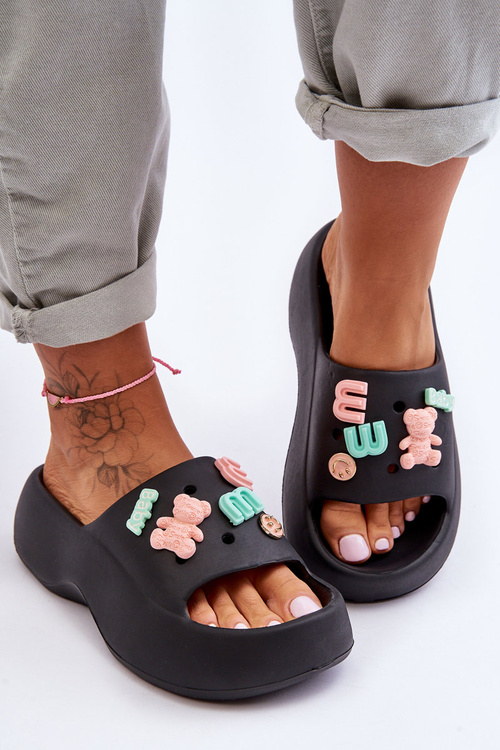 Měkké Dámské Pěnové Sandály s Ozdobami Černé Lorie