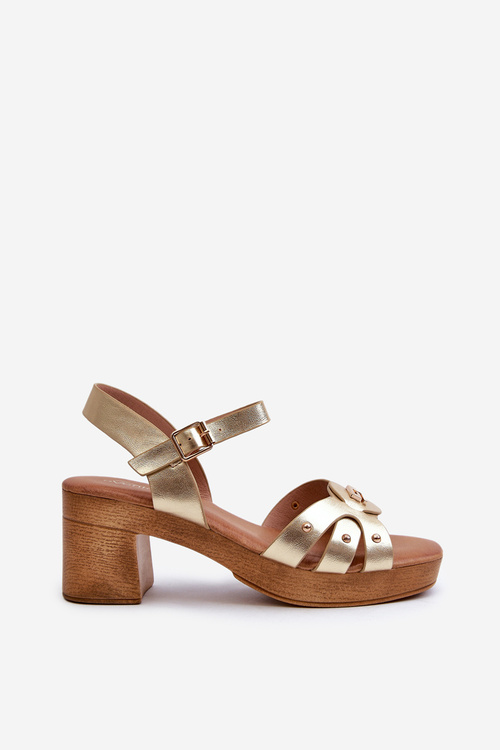 Dámské sandály na podpatku z eko kůže zlaté Assames