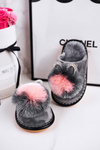 Dětské Domácí Pantofle S Bambulí šedé Cinderella