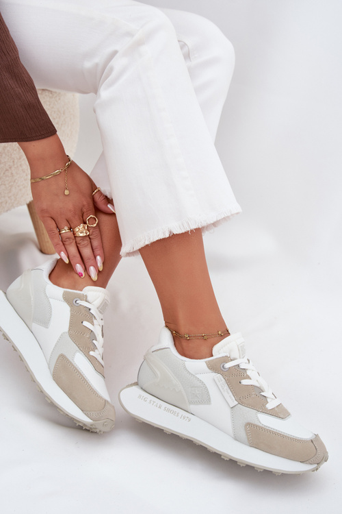 Dámske Kožené Sneakersy Big Star OO274563 Hi-Poly System Biele