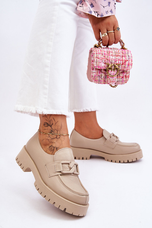 Módní kožené mokasíny Béžove Rayhan