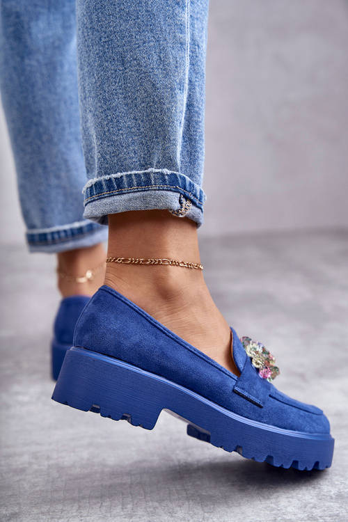 Dámské semišové boty s zdobením modre Britt