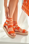 Dámske zviazané sandále na platforme Amrillo Orange