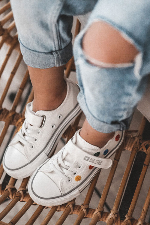 Veľká hviezda JJ374053 Biele tenisky na suchý zips