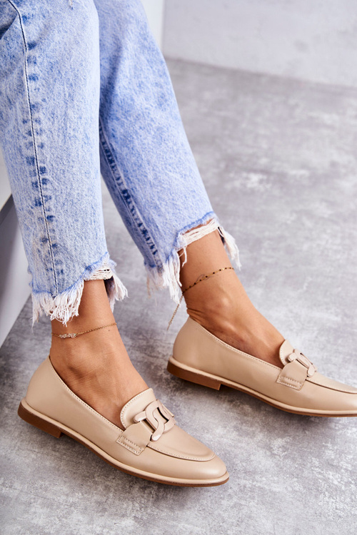 Dámské kožené mokasíny s dekorací béžový Kerrie