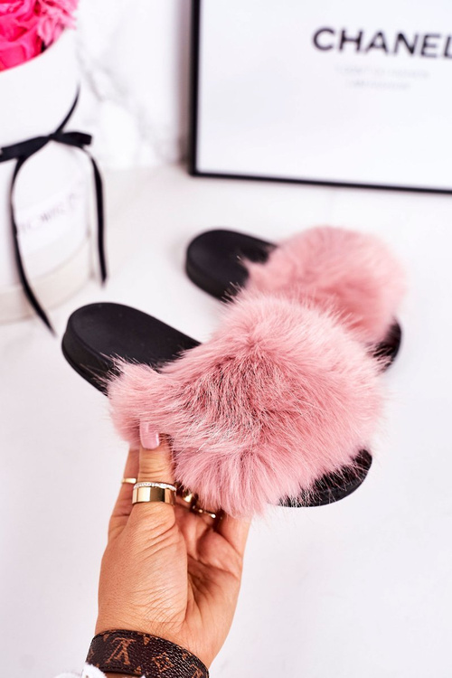 Dětské Pantofle S Kožešinou Růžové Fashionista