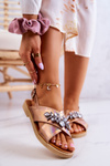 Dámske pohodlné sandále s dekoráciou Pink Gold Irvine