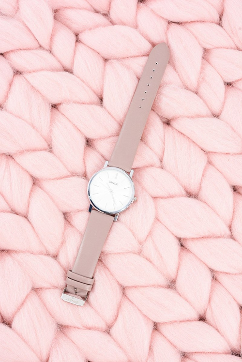 Klasické kožené dámske hodinky Ernest Dirty Pink