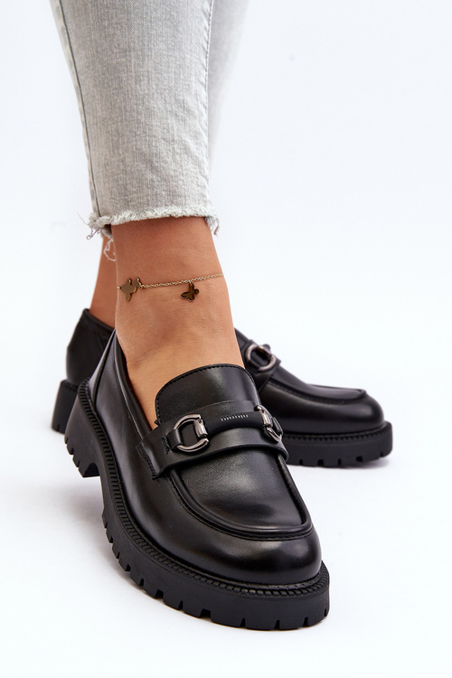 Dámske čierne mokasíny z ekokože Ledda