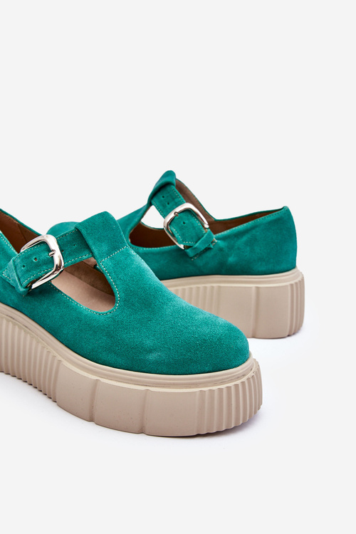 Módní semišové boty na masivní platformě zelené Colson