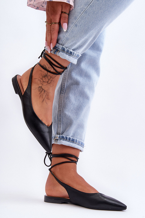 Dámska zviazaná čierna Lilly Ann Ballerinas